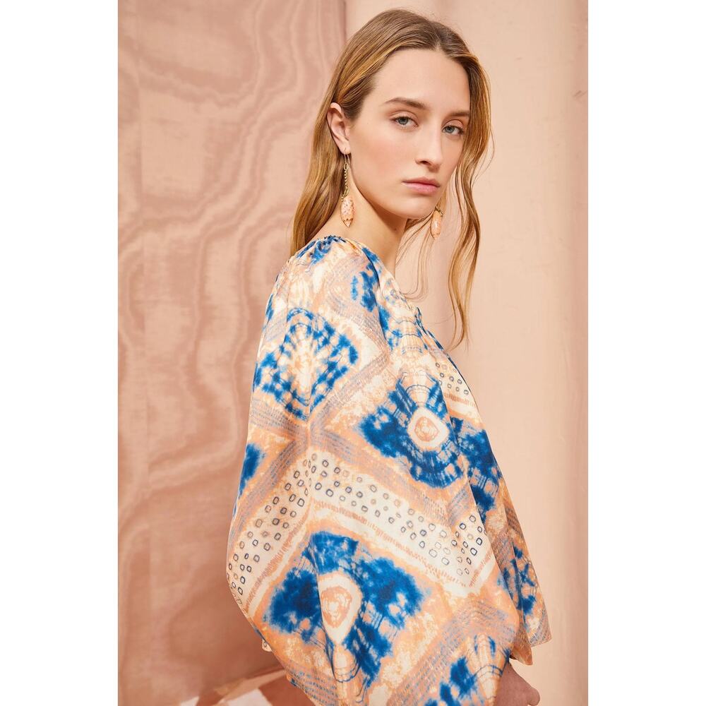 Ulla Johnson Nadya Silk On/Off Shoulder Blouse in Fossil peach blue size 2 XS/S - Picture 13 of 13